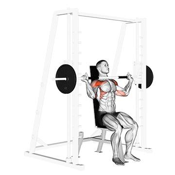 Жим штанги в тренажере Смита (Smith Machine Shoulder Press)